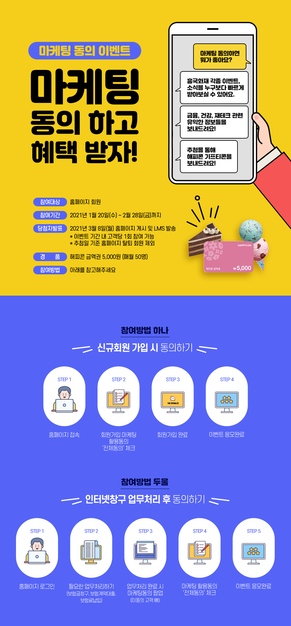 마케팅동의이벤트-마케팅동의하고혜택받자! 참여기간 21년 1월 20일(수)~2월 28일(금)